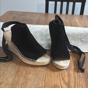 Loeffler Randall Black Espadrille Wedge Sandals